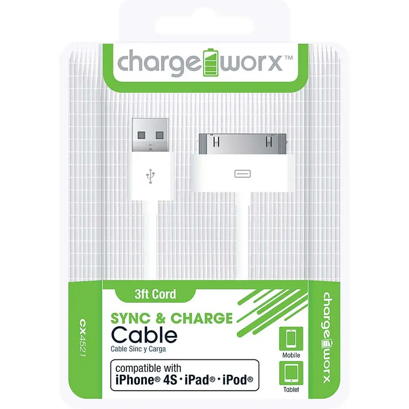 Cx4521wh 3Ft 30-Pin Sync & Charge Cable, White 1