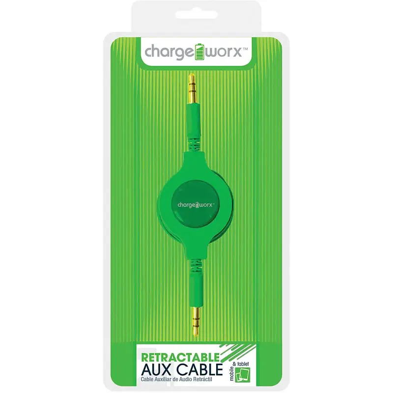 Cx5503gn Retractable Auxiliary Audio Cable, Green 1