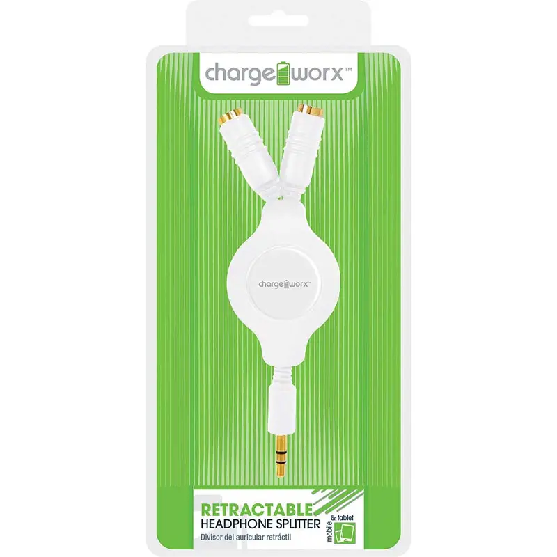 Cx5504wh Retractable 2-Way Headphone Splitter, White 1