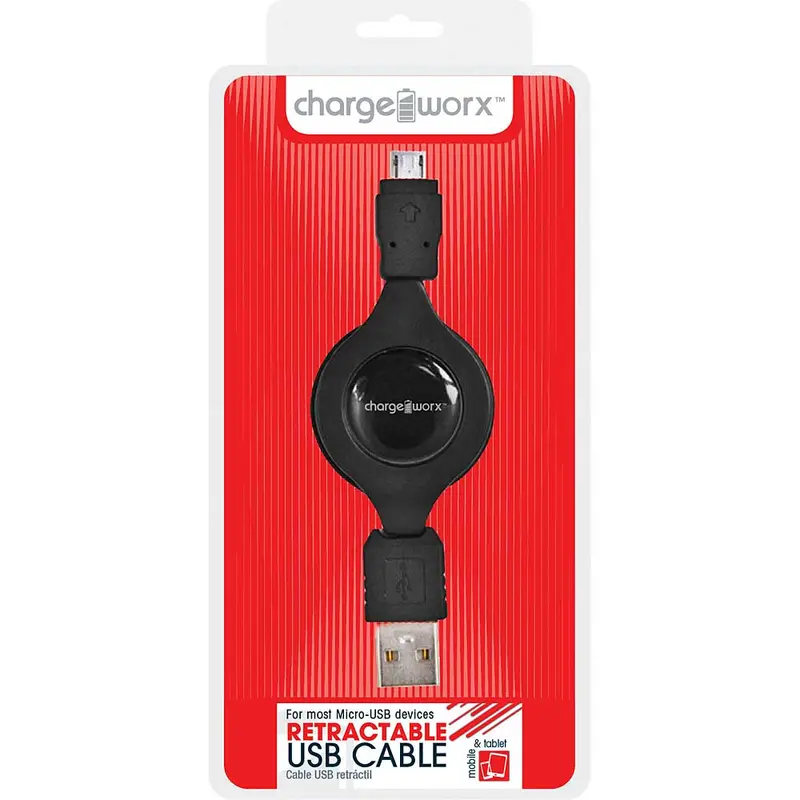 Cx5506bk Micro Usb Retractable Sync & Charge Cable, Black 1