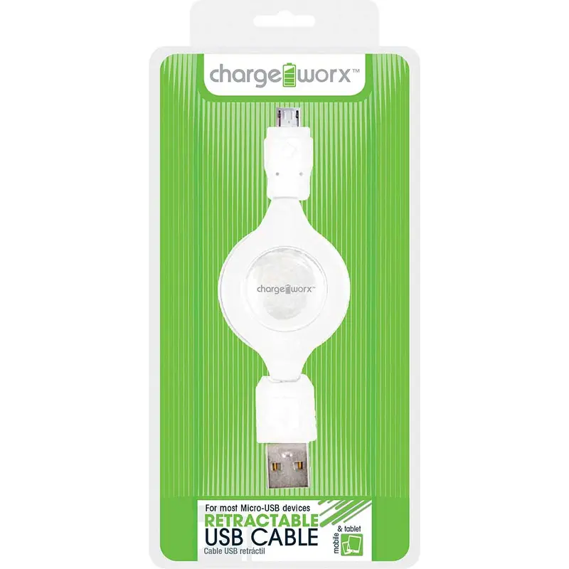 Cx5506wh Micro Usb Retractable Sync & Charge Cable, White 1