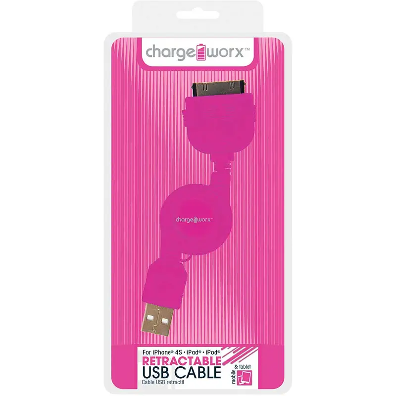 Cx5507pk Retractable 30Pin Sync & Charge Cable, Pink 1