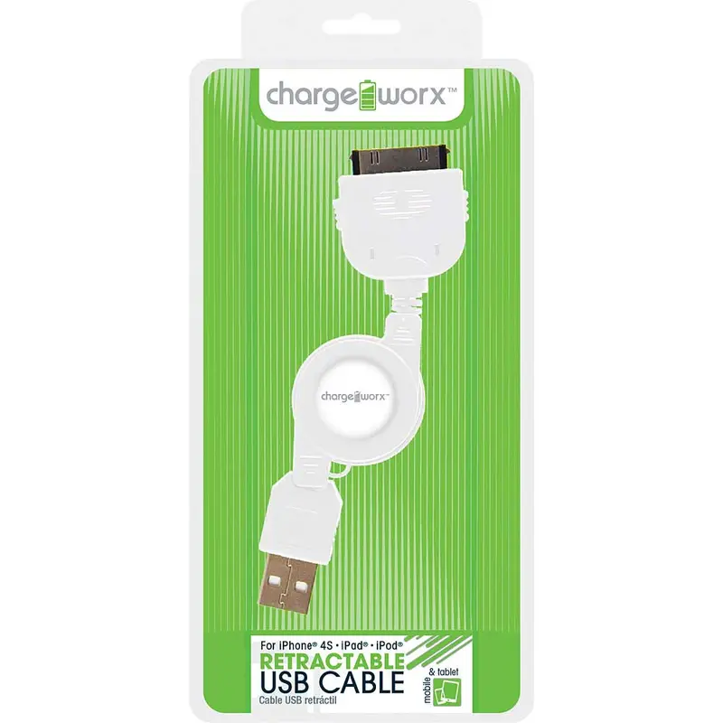 Cx5507wh Retractable 30Pin Sync & Charge Cable, White 1