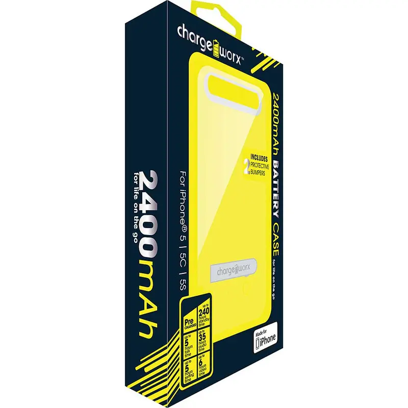 Cx7001yl 2400 Mah Battery Case For Iphone 5/5C/5S, Yellow 1