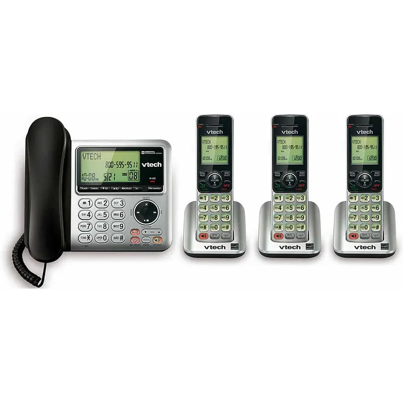 Dect 6.0 Corded/Cordless Phone With Digital Answering System, 4 Handset 1