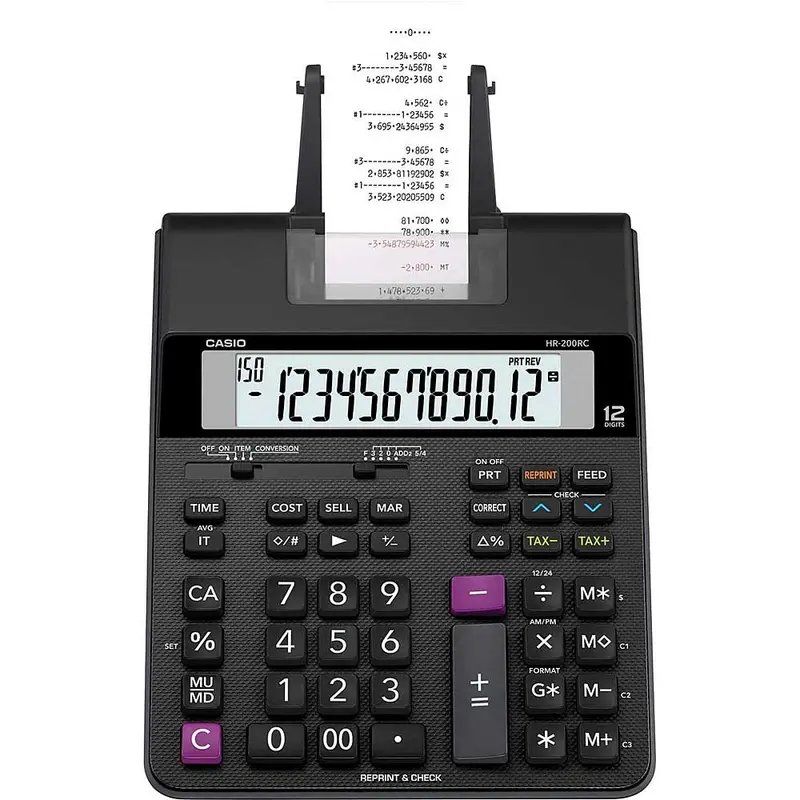 Desktop Printing Calculator, 12 Digits, Black 1