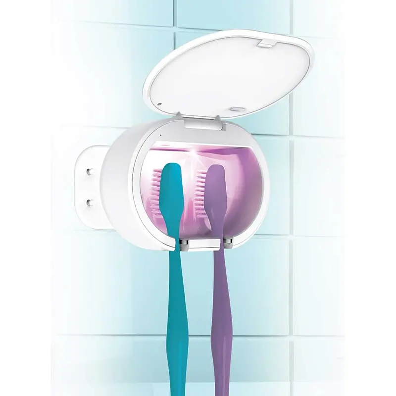 Dual Toothbrush Uv-C Sanitizer W/Built In Rechargeable Battery 1