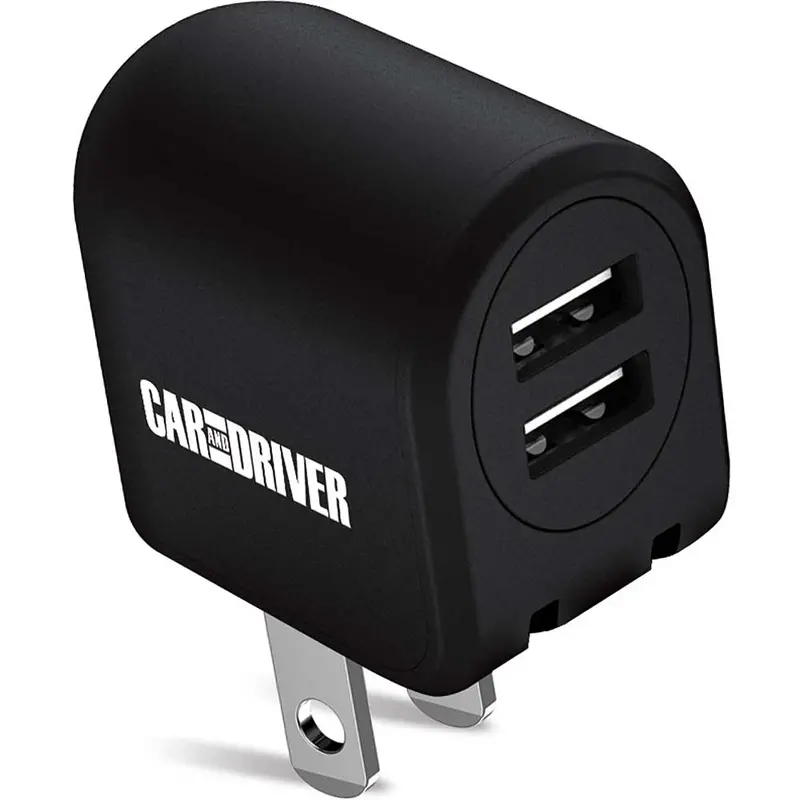 Dual Usb Car Charger W/Foldable Plug, Black 1