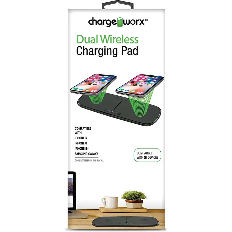 Dual Wireless Charging Desktop Pad, Black 1