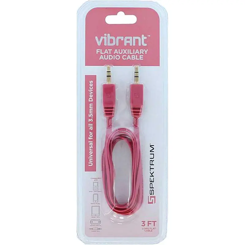 Flat Auxiliary Audio Cable, Pink 1