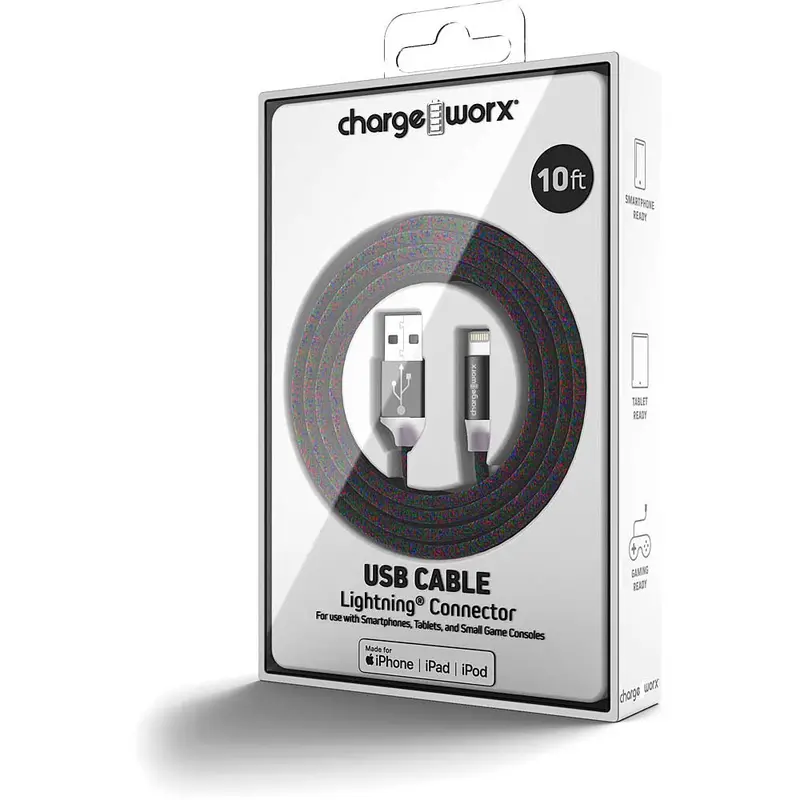 Flexknit 10 Ft Lightning Cable, Multicolor 1