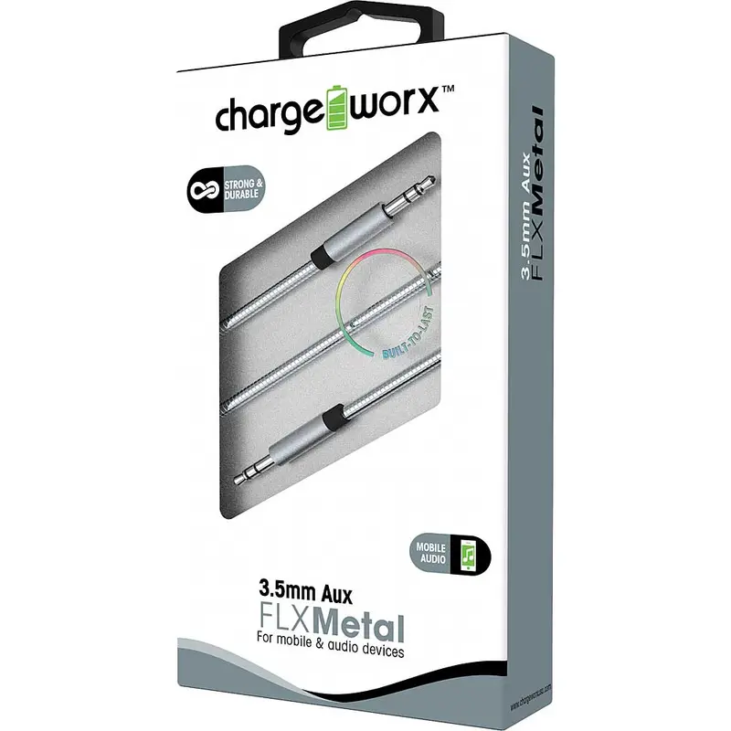 Flx Metal Aux Audio Cable, Silver 1