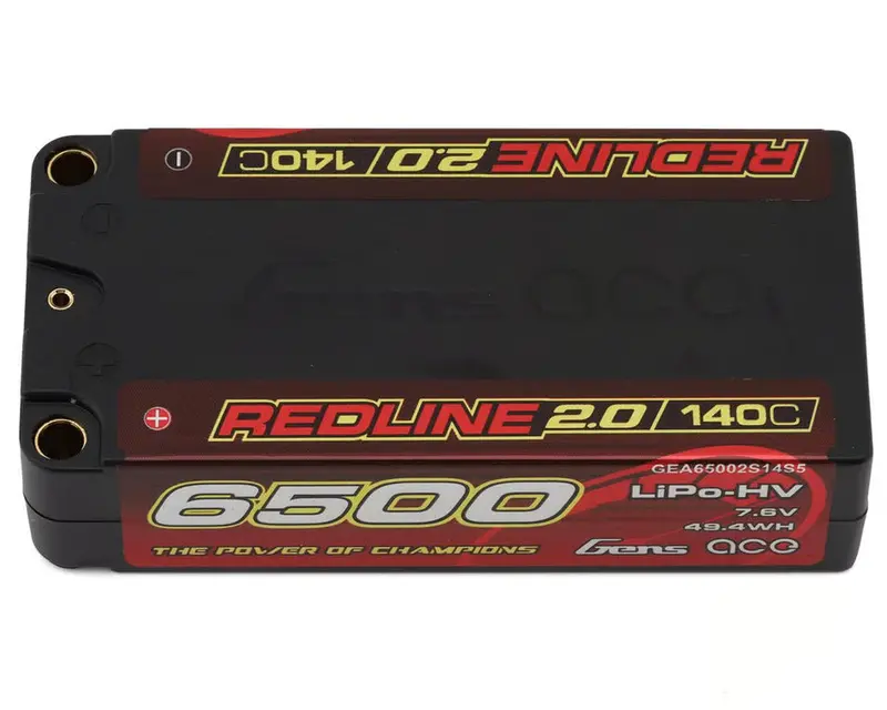 Gens Ace Redline 2.0 2S Shory Lihv Battery 140C (7.6V/6500Mah) W/5Mm Bullets 1