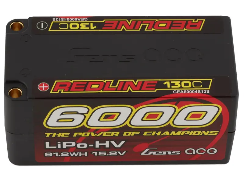 Gens Ace Redline 4S 15.2V 6000Mag 130C Lihv Shorty Battery W/ 5Mm Bullets 1