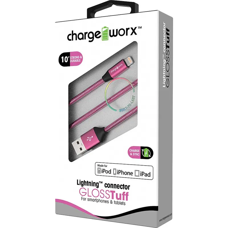 "Gloss" Tuff 10Ft Lightning  Sync & Charge Cable, Rose Gold 1