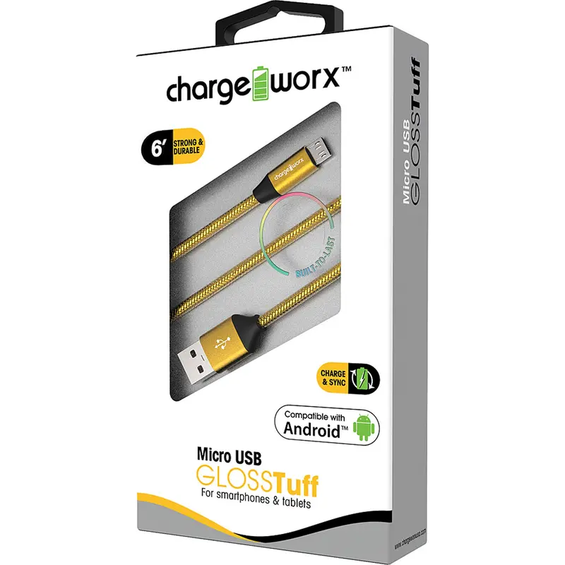 "Gloss" Tuff 6Ft Micro Usb  Sync & Charge Cable, Gold 1
