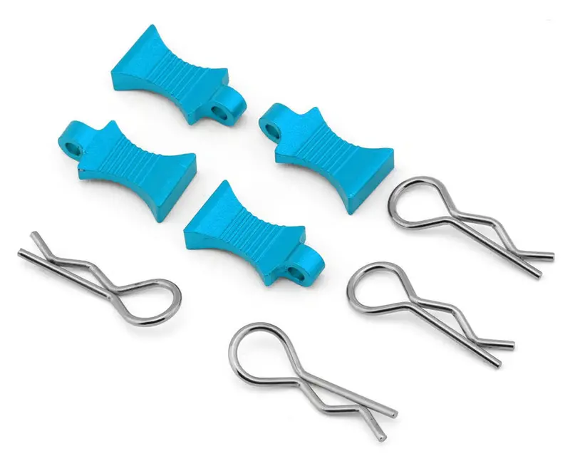 Hobby Details Pro Aluminum Easy Pull 1/10 & 1/8 Body Clips (Blue) (4) 1