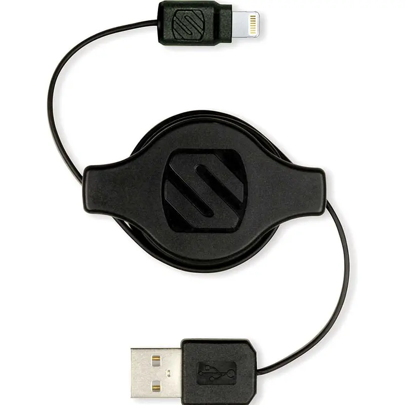 I2rbk Retractable Lightning Charge/Sync Cable, Black 1