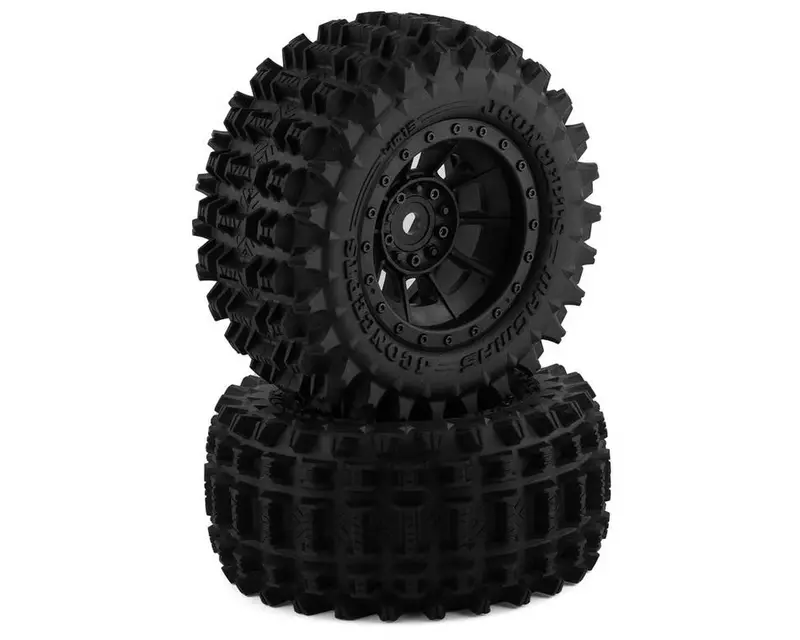 Jconcepts Magma Pre-Mounted Monster Truck Tires W/Hazard Wheel (Black) (2) (Platinum) 1