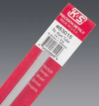 K&S Engineering 1/4"X12" Square Aluminum Tube .014 Wall (1) 1