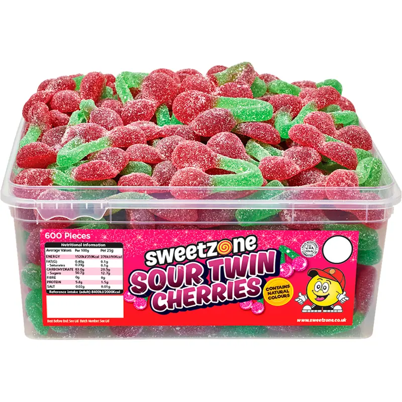 Large Tub Of Sour Cherry Sweets 1