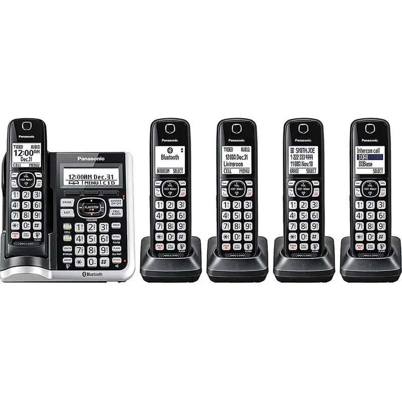 Link2cell Bluetoothcordless Phone With Voice Assist And Answering Machine, 5 Handsets 1