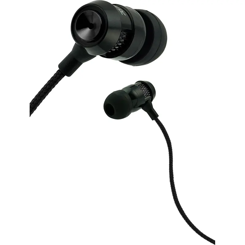 Matrix  Tangle Free Cable Metal Stereo Earbuds W/Mic, Black 1