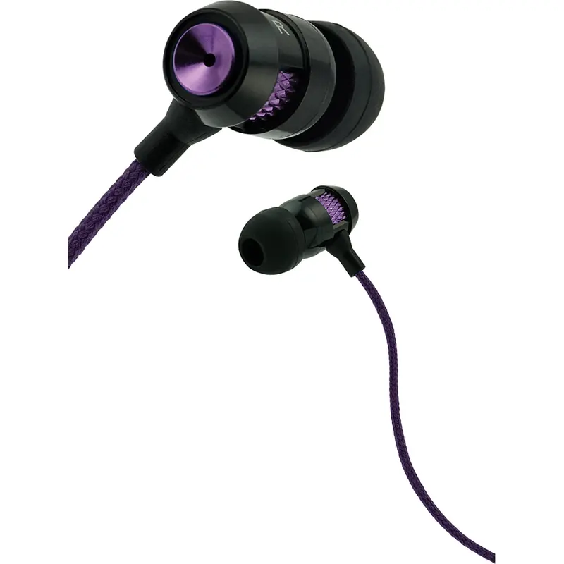 Matrix  Tangle Free Cable Metal Stereo Earbuds W/Mic, Purple 1