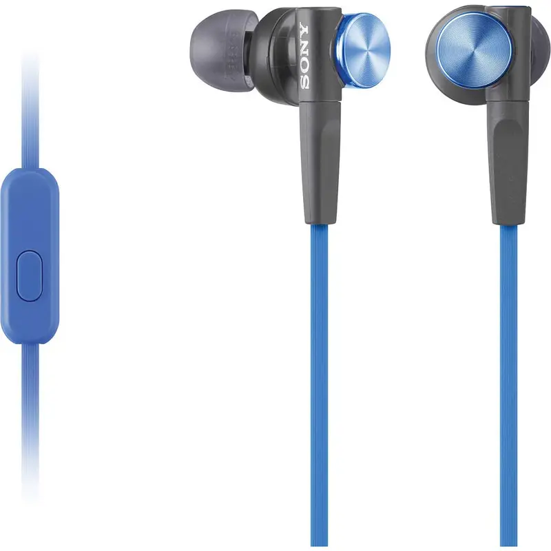Mdr-Xb50ap/L Extra Bass Earbud Headset W/ Mic & Remote, Blue 1
