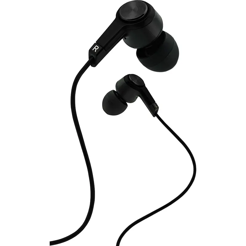 Metal Stereo Earbuds With Mic, Black 1