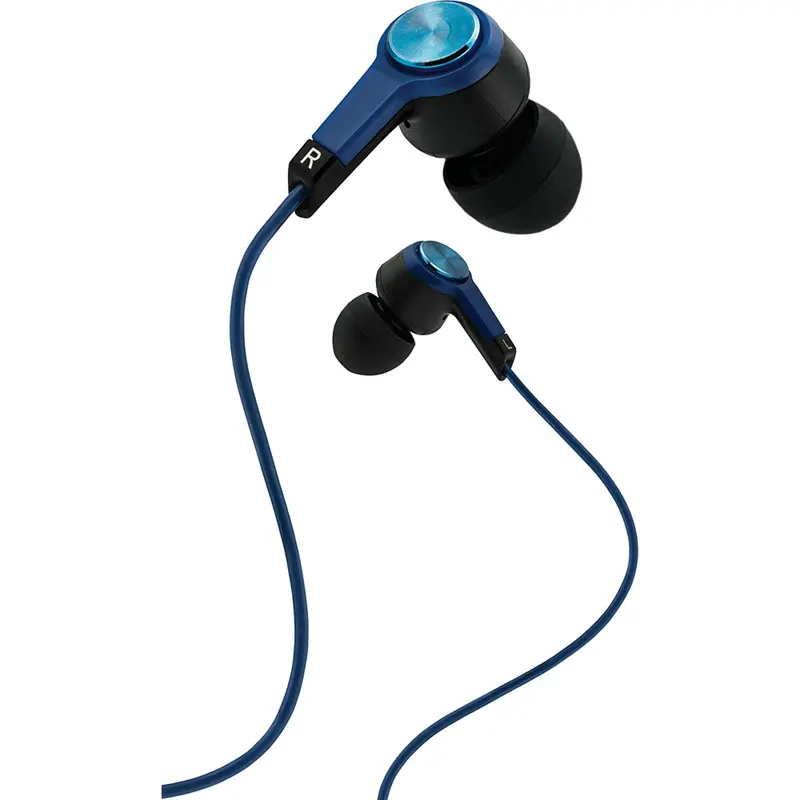 Metal Stereo Earbuds With Mic, Blue 1