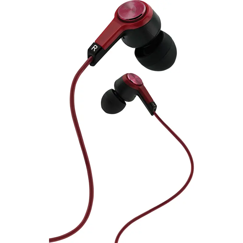 Metal Stereo Earbuds With Mic, Red 1
