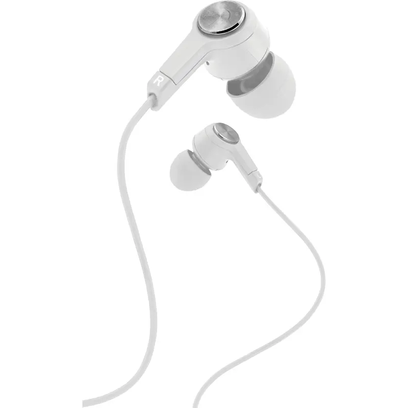 Metal Stereo Earbuds With Mic, White 1