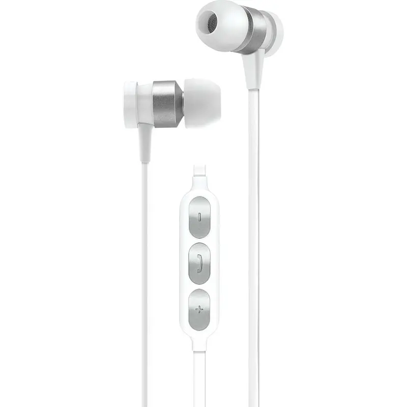 Metal Wireless Earbuds, White/Silver 1