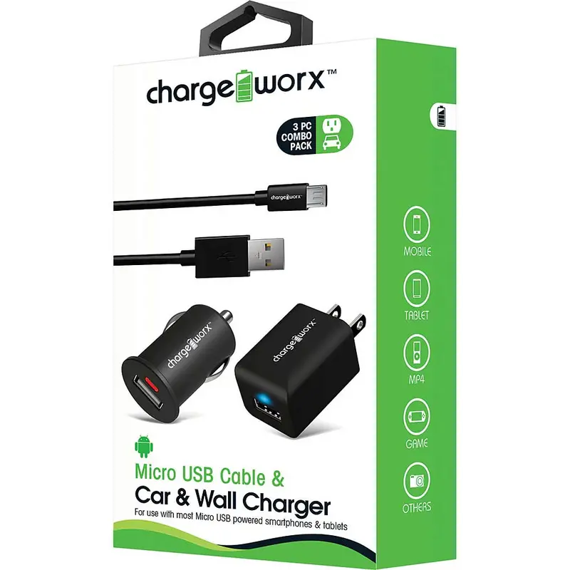 Micro Usb Sync Cable, Usb Car & Wall Chargers, Black 1