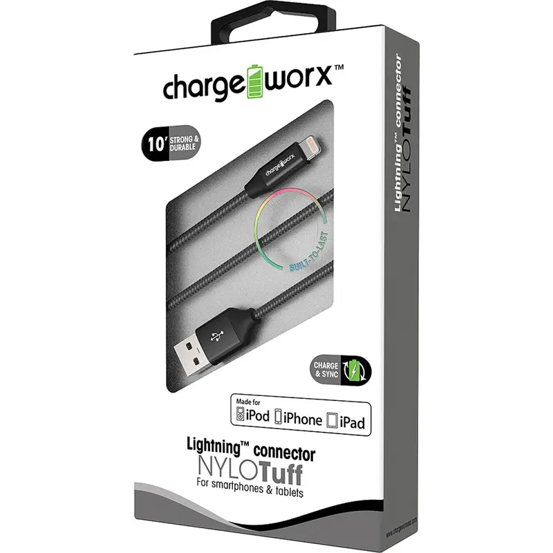 "Nulo" Tuff 10Ft Lightning  Sync & Charge Cable, Black 1