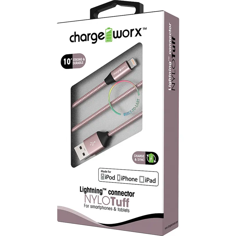 "Nulo" Tuff 10Ft Lightning  Sync & Charge Cable, Rose Gold 1