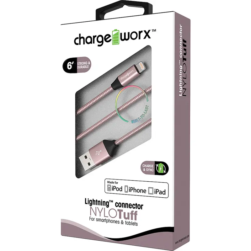 "Nulo" Tuff 6Ft Lightning  Sync & Charge Cable, Rose Gold 1