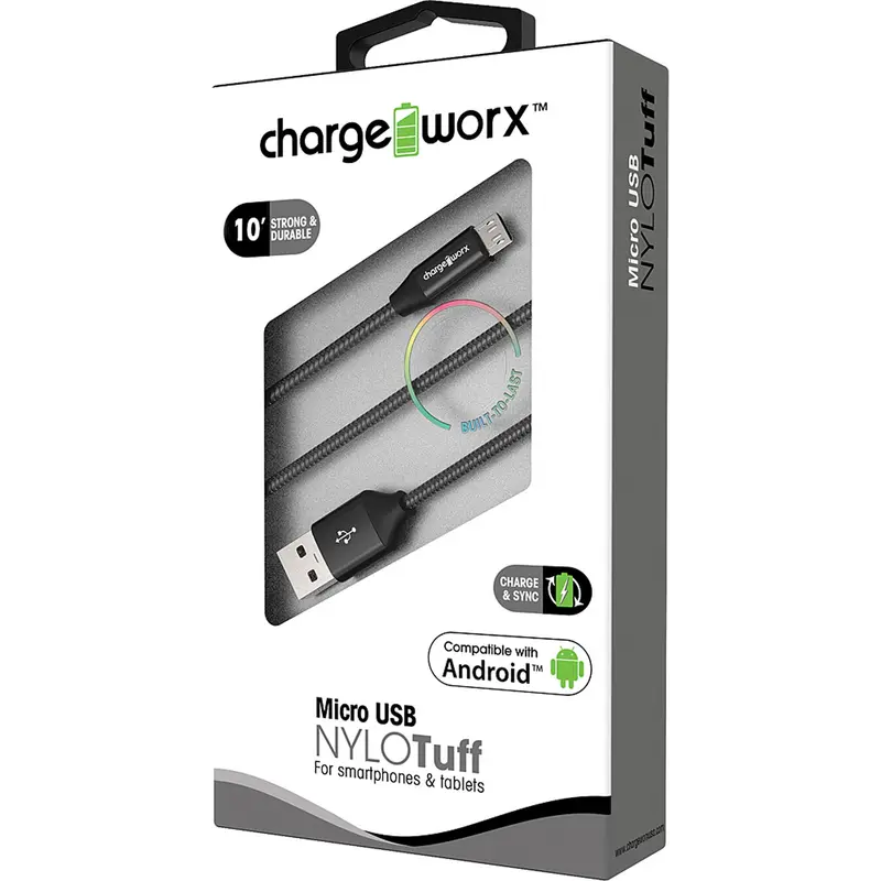 "Nylo" Tuff 10Ft Micro Usb  Sync & Charge Cable, Black 1