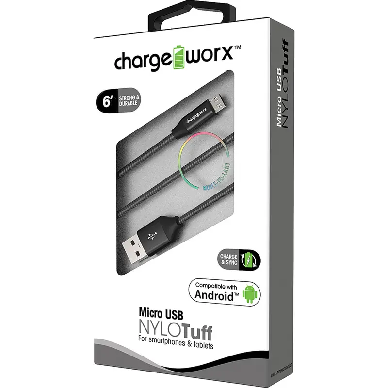 "Nylo" Tuff 6Ft Micro Usb  Sync & Charge Cable, Black 1