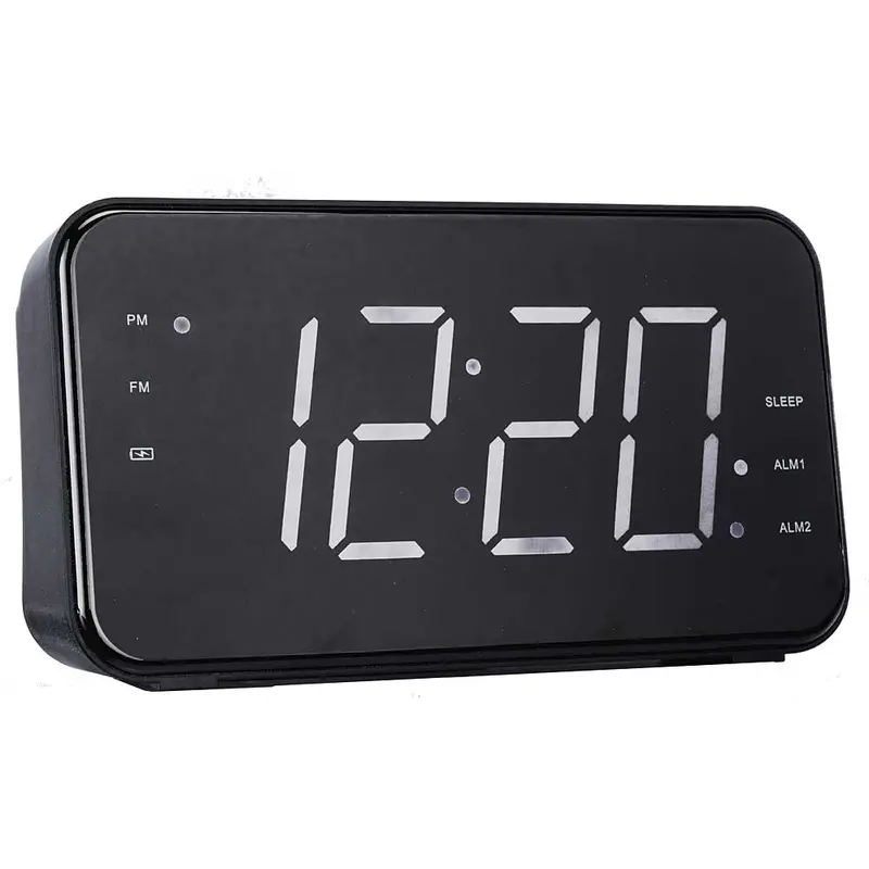 Portable Fm Alarm Clock Radio, Black 1