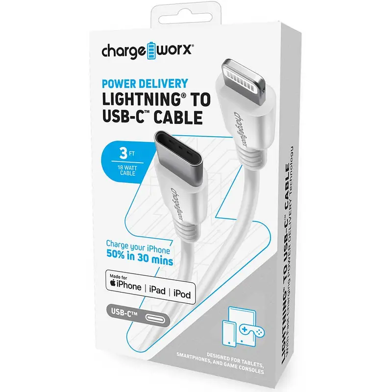Power Delivery Lightning To Ucb-C 3Ft Cable, White 1