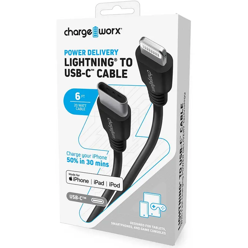 Power Delivery Lightning To Ucb-C 6Ft Cable, Black 1