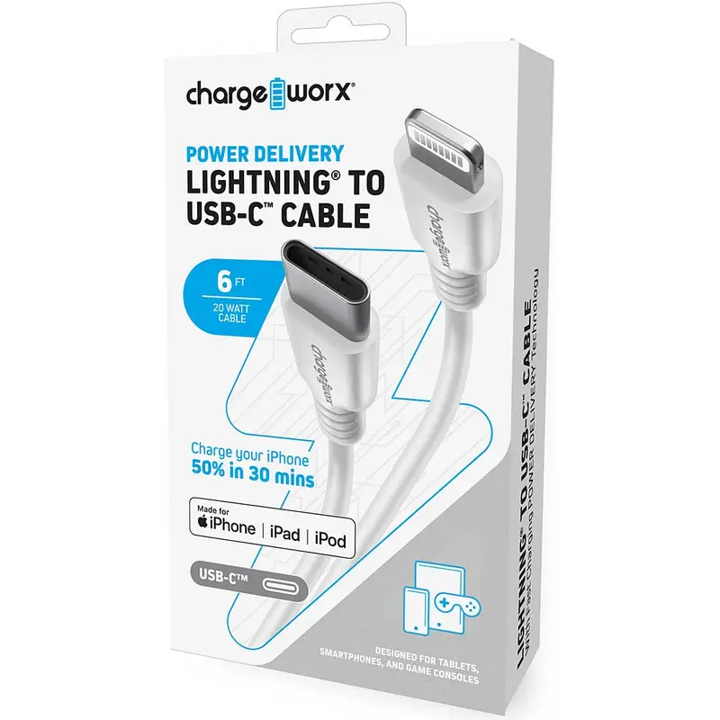 Power Delivery Lightning To Ucb-C 6Ft Cable, White 1