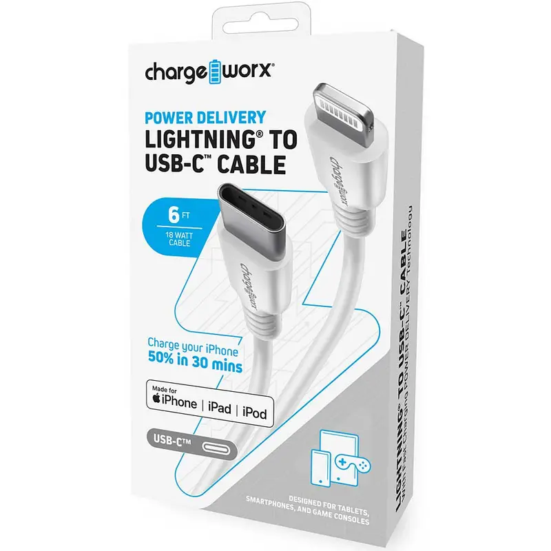 Power Delivery Lightning To Ucb-C 6Ft Cable, White 1