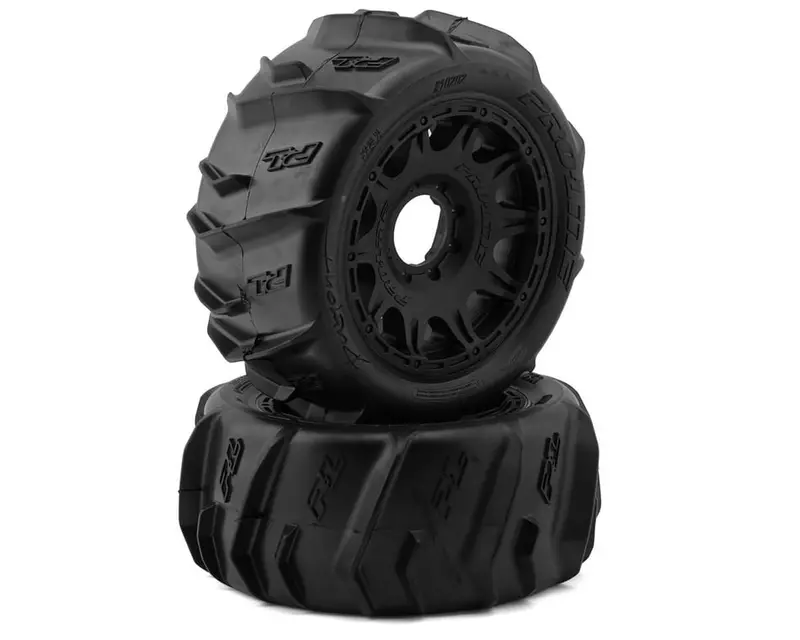 Pro-Line Dumont Paddle 5.7" Pre-Mounted Tires W/Raid Wheels (Black) (2) (Medium) W/24Mm Hex 1