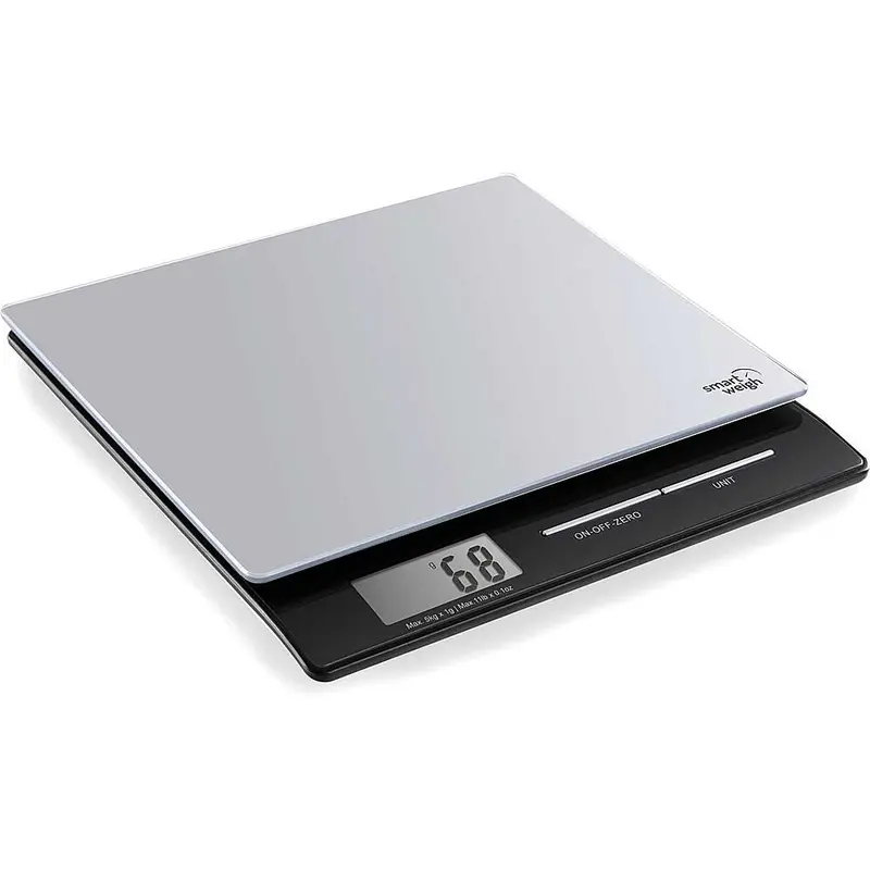 Professional Digital Kitchen And Postal Scale W/Tempered Glass Platform, Silver 1