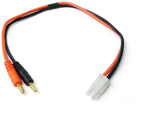 Racers Edge Charge Adapter: Male Tamiya To Male 4Mm Bullets, 300Mm Wire 1