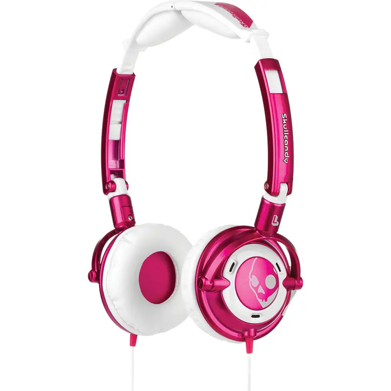 S5lwcy-096 "Lowrider" On Ear W/Mic Headphones, Pink/White 1