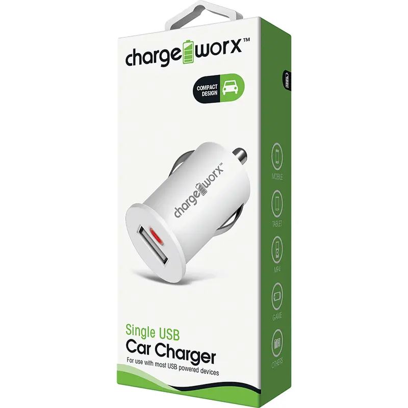 Single Usb Car Charger, White 1